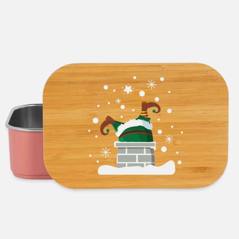Lutin dans la cheminée humour de Noël - Boîte à goûter - rose clair
