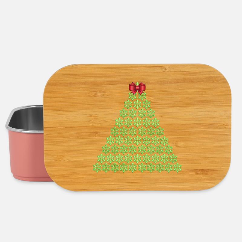 Snowflake Christmas tree with bow - Lunch Box - light pink