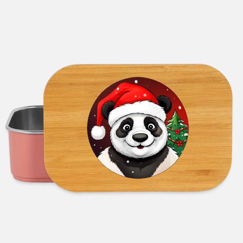 Panda de Noël - Boîte à goûter - rose clair