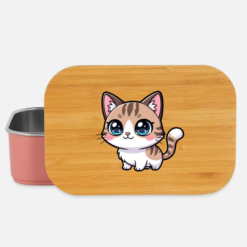 Kawaii Tabby-Kätzchen Großäugig - Lunch Box - Hellrosa