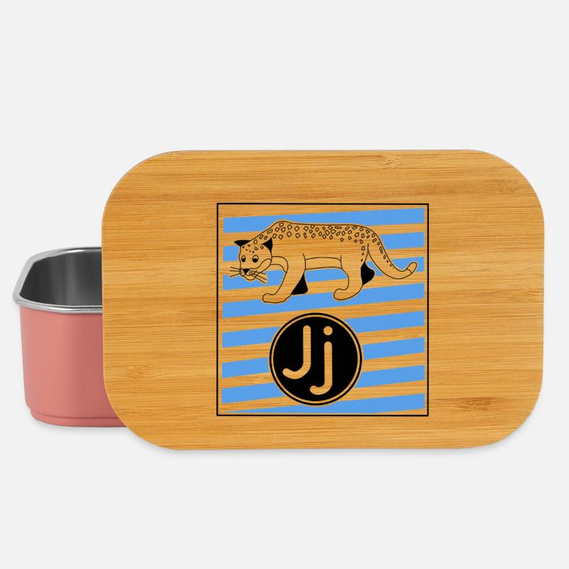 J for Jaguar Letter in Elementary School - Lunch Box - light pink