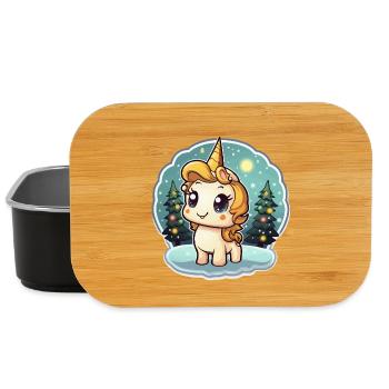 Winterzauber Einhorn im Schneewald - Lunch Box - Schwarz - Vorne