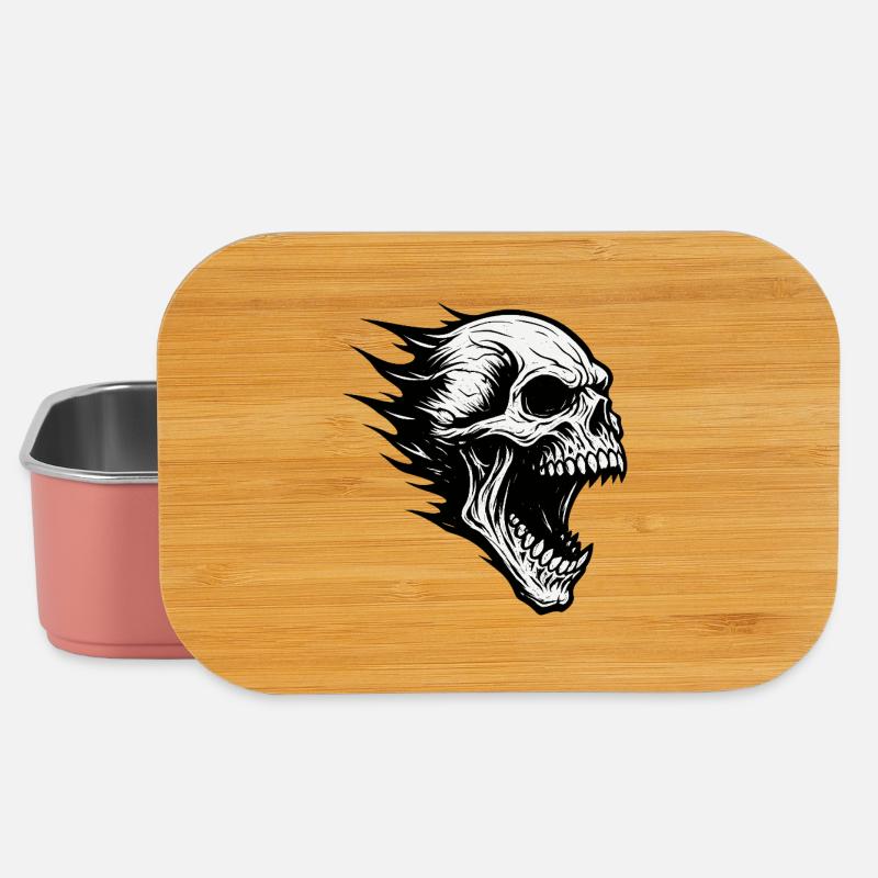 Kopfweh bei der Arbeit:Flammender Schädel im Sturm - Lunch Box - Hellrosa