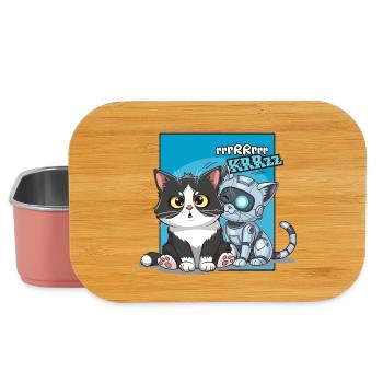 Katze und Roboter, Humor, Cartoon, Comics - Lunch Box - Hellrosa - Vorne