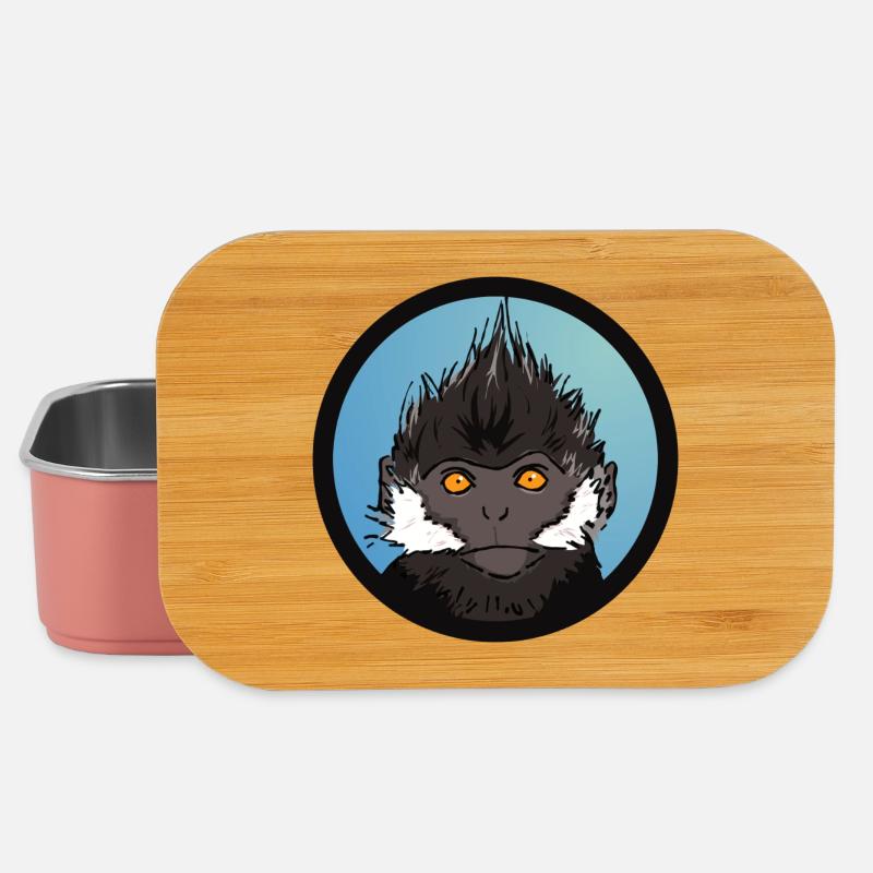 Singe Bleu Badge Illustration - Boîte à goûter - rose clair