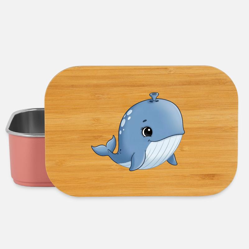 Baleine de dessins animés bleus avec le sourire - Boîte à goûter - rose clair