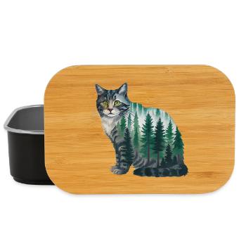 Un chat de la forêt peint à l’aquarelle Chat de la forêt - Boîte à goûter - noir - Devant
