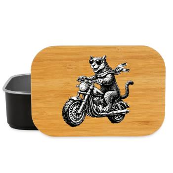Un grand chat à moto - Boîte à goûter - noir - Devant