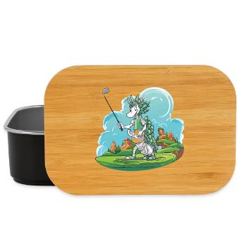 Dragon golfers on green golf course - Lunch Box - black - Front