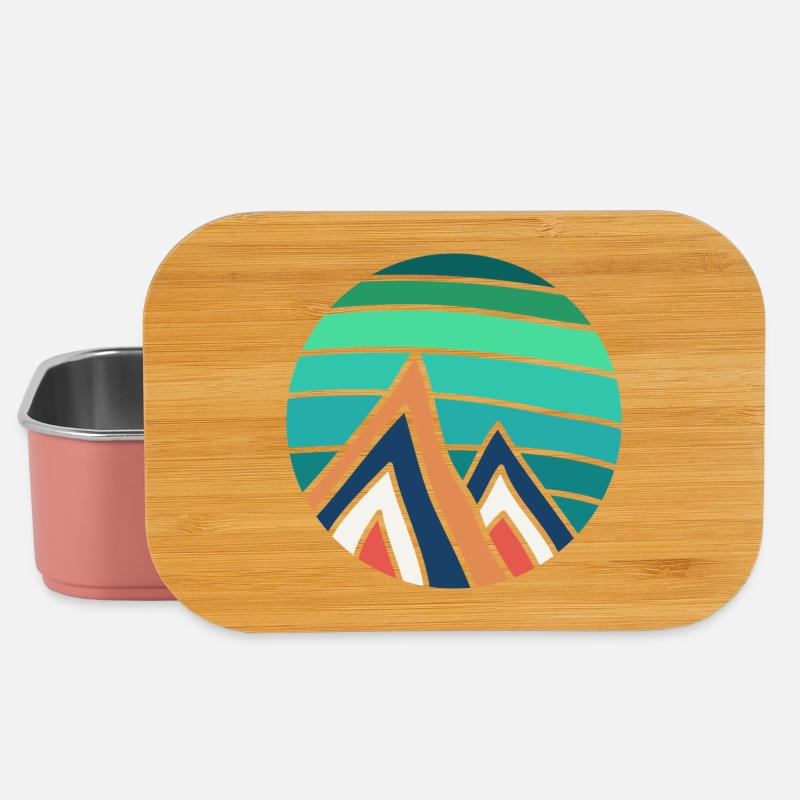 Turquoise Circle Mountains - Lunch Box - light pink