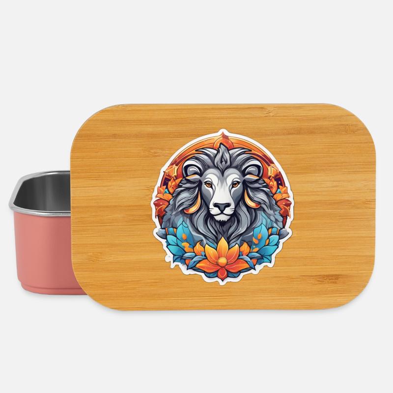 Lion floral coloré imprimé graphique - Boîte à goûter - rose clair