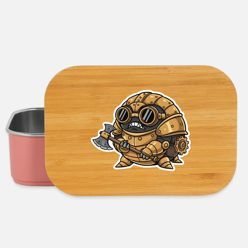 Sowbug Warrior Steampunk Axe Copper Armor - Lunch Box - light pink