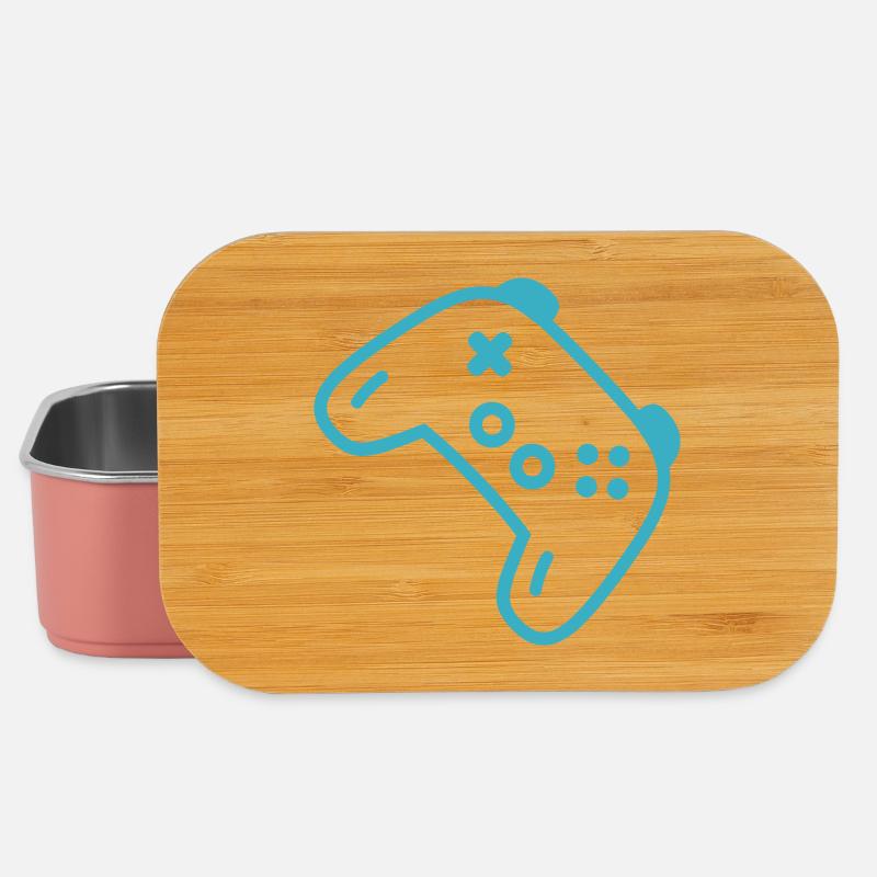 Turquoise controller silhouette - Lunch Box - light pink