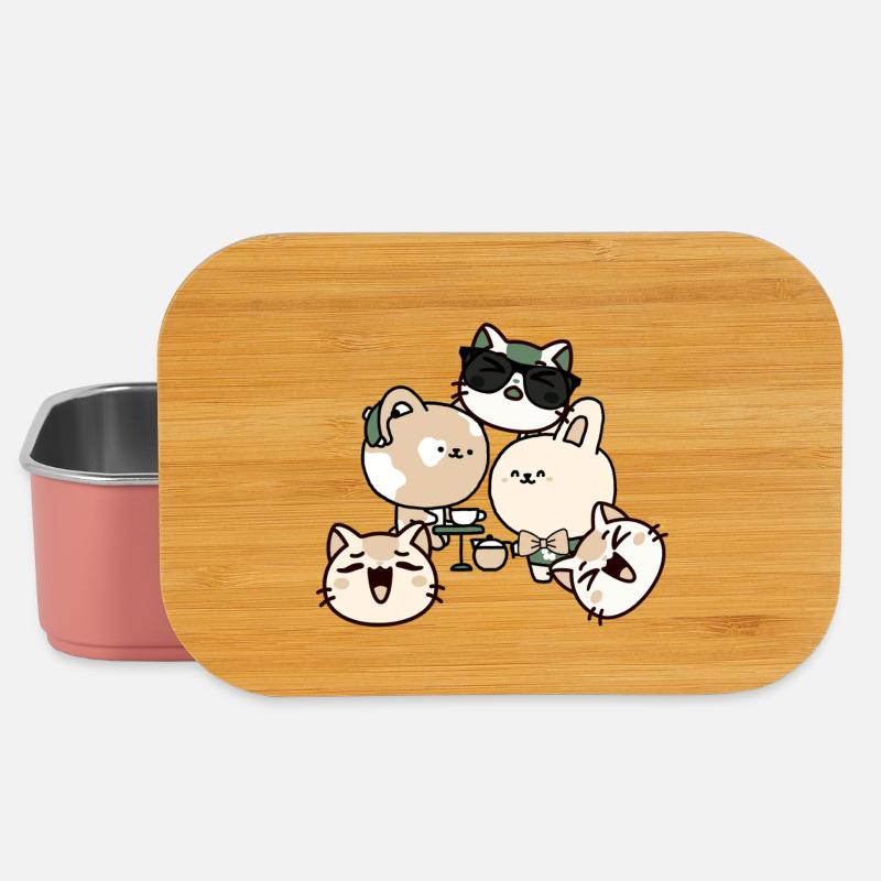 Kawaii Coffee Break: Cat with Hearing Aid - Lunch Box - light pink