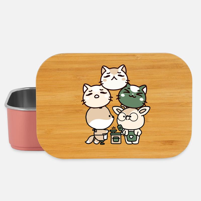 Fuchs mit Prothese und Reh: Kawaii Kitchen - Lunch Box - Hellrosa