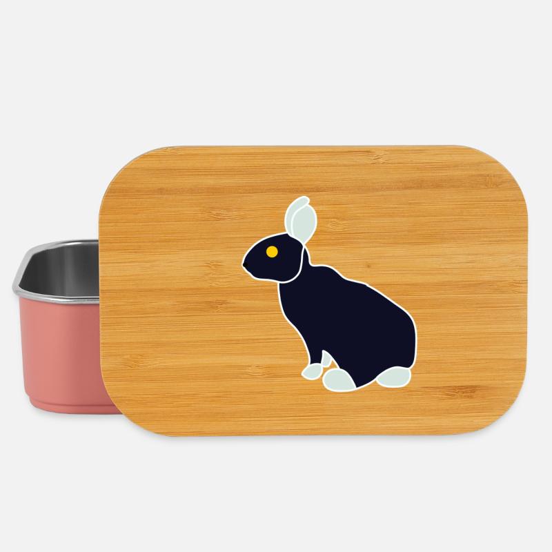 Lapin noir bleu minimaliste - Boîte à goûter - rose clair