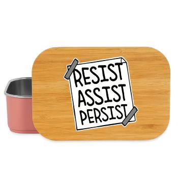 Resist Assist Persist Activism Motivation Logo - Lunch Box - light pink - Front