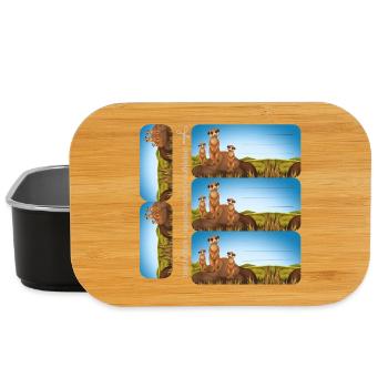 DIY Schulaufkleber Set - Erdmännchen - 5 Sticker - Lunch Box - Schwarz - Vorne