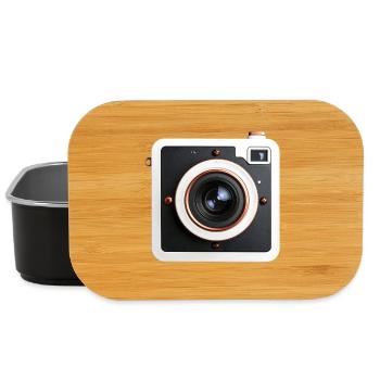Retro Square Camera Copper Accents - Lunch Box - black - Front