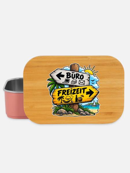 Büro vs Freizeit Schild - Lunch Box - Hellrosa