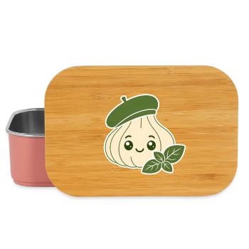 Knoblauch Zehe mit Barette & Basilikum T-Shirt - Lunch Box - Hellrosa - Vorne