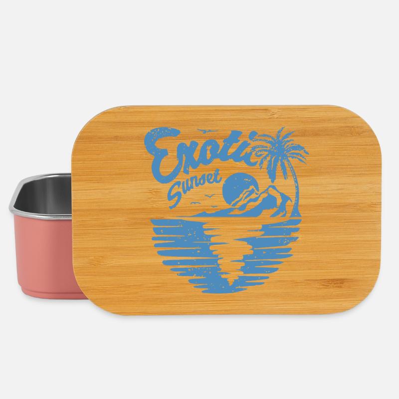 Exotic Sunset Palm Design - Lunch Box - light pink