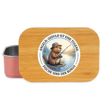 Angeln Geduld Petrijünger Biber Angler T-Shirt - Lunch Box - Hellrosa - Vorne