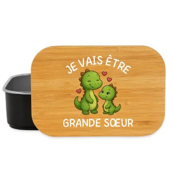Big Sister Dinosaur Funny Pregnancy Revelation - Lunch Box - black - Front