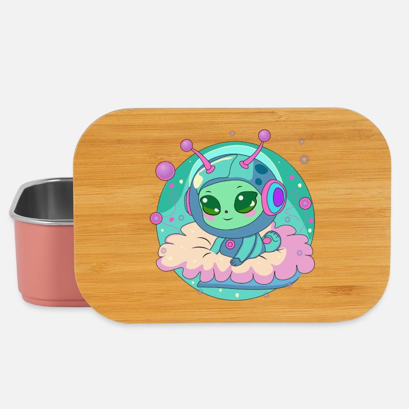Astronaute pastel Alien sur un nuage - Boîte à goûter - rose clair