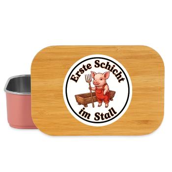 Erste Schicht Stall Ferkel Baby Shirt - Lunch Box - Hellrosa - Vorne