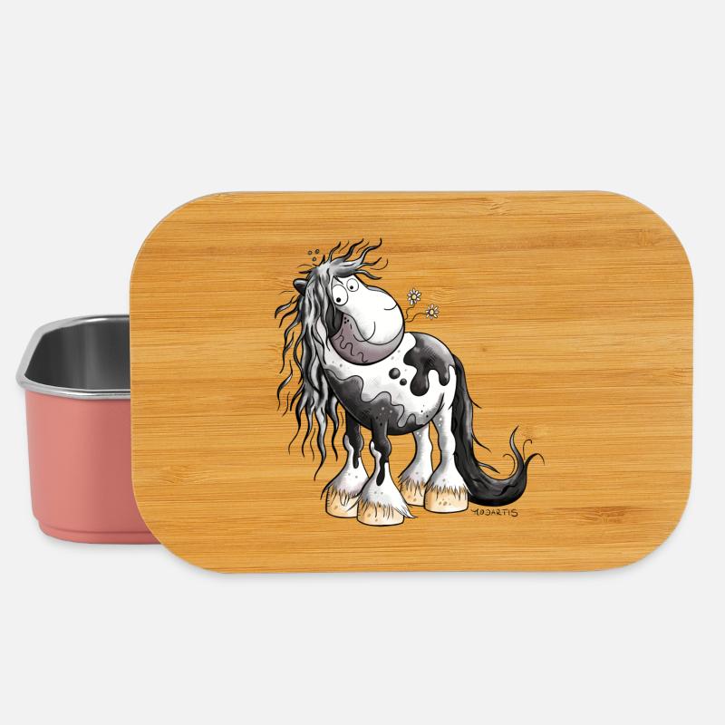 Lustiger Irish Tinker Schecke Pferd Pferde  - Lunch Box - Hellrosa