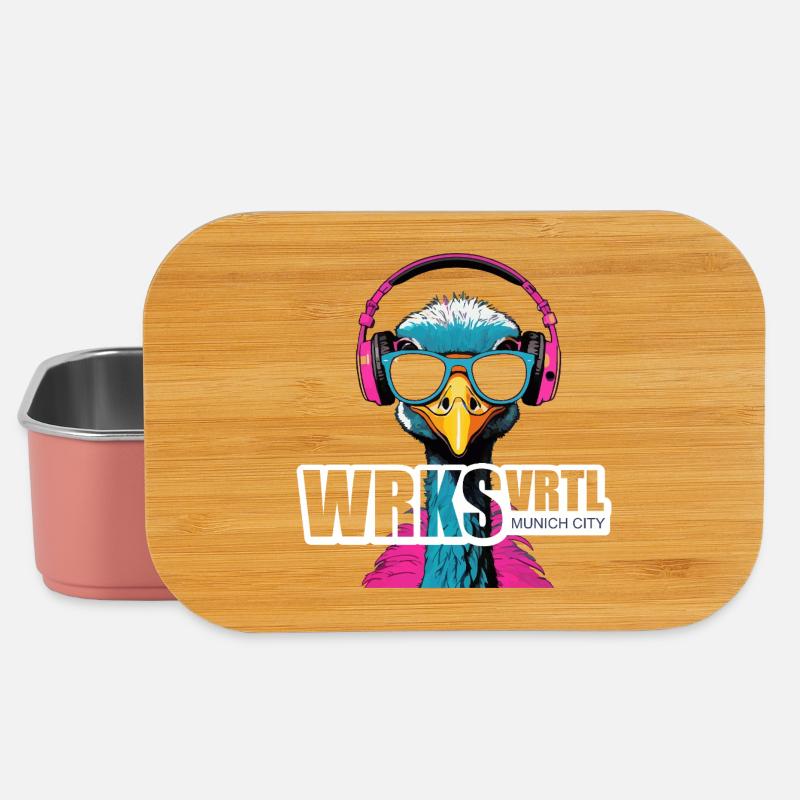 Werksviertel Vogel mit Sonnenbrille und Kopfhörern - Lunch Box - Hellrosa