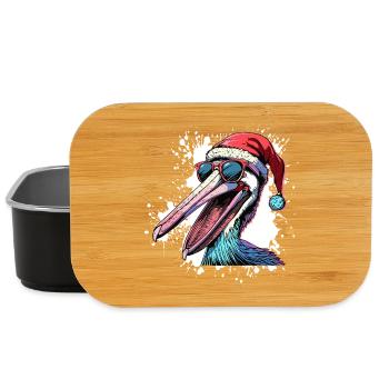 Pélican oiseau Noël drôle - Boîte à goûter - noir - Devant