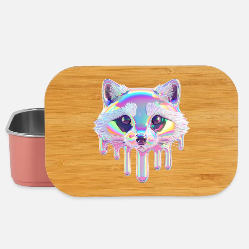 Neon Waschbär – Bunter Tropf Look - Lunch Box - light pink