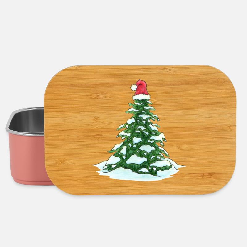 Christmas Tree with Christmas Hat - Lunch Box - light pink