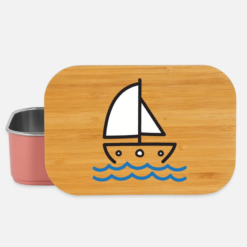Sailboat on Blue Waves - Lunch Box - light pink