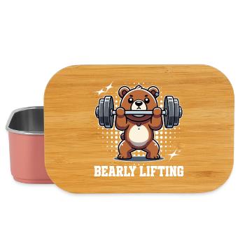 Bearly Lifting – Lustiges Teddy-Workout-Design - Lunch Box - Hellrosa - Vorne