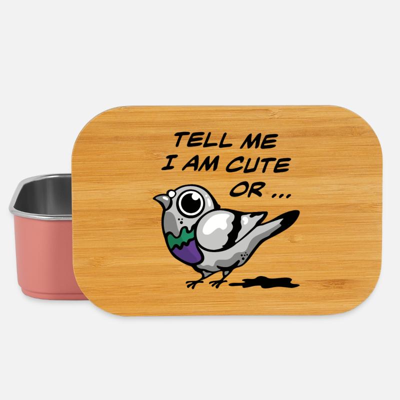 Mignon oiseau pigeon de dessin animé - Drôle d’animal urbain - Boîte à goûter - rose clair