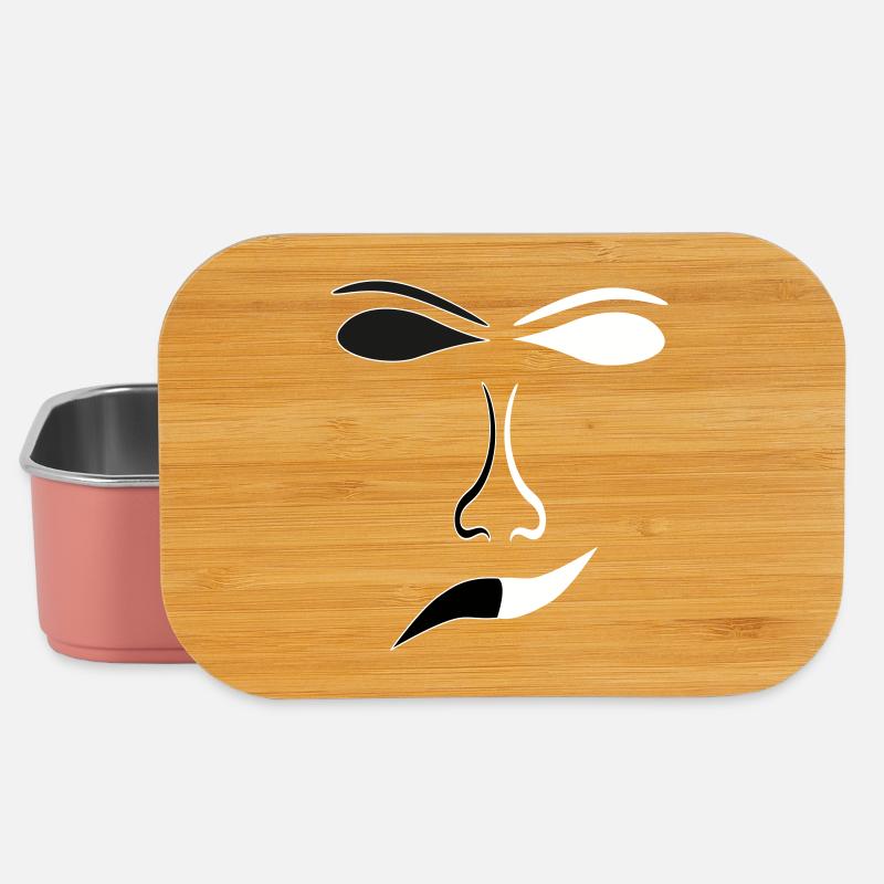 Abstrakte Gesichtslinien Kontrast Maske - Lunch Box - Hellrosa