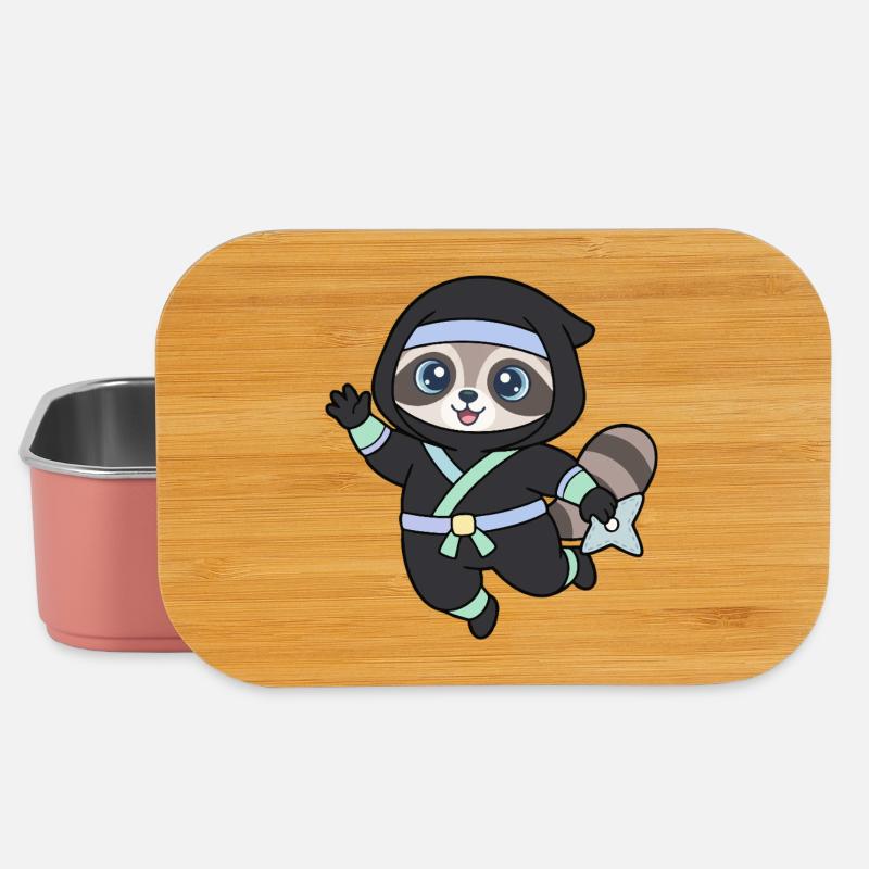 Raton laveur ninja en tenue de ninja - Boîte à goûter - rose clair