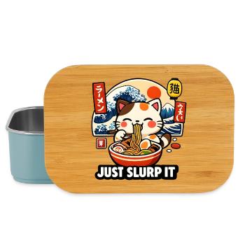Kawaii Ramen Katze: Just Slurp It - Lunch Box - Hellblau - Vorne