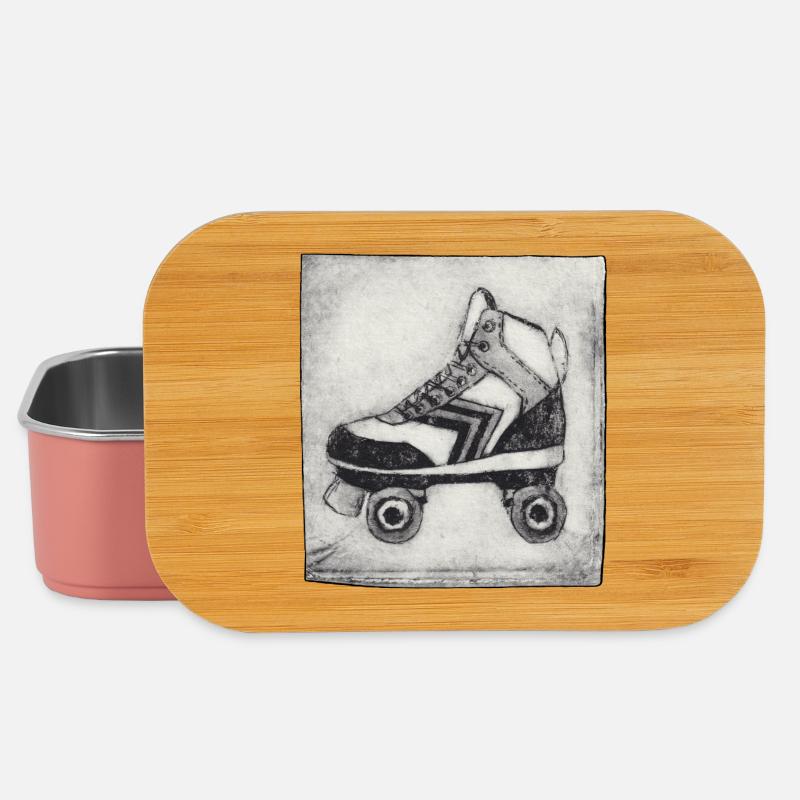 Retro Roller Skate - Hand Carved Printable - Lunch Box - light pink