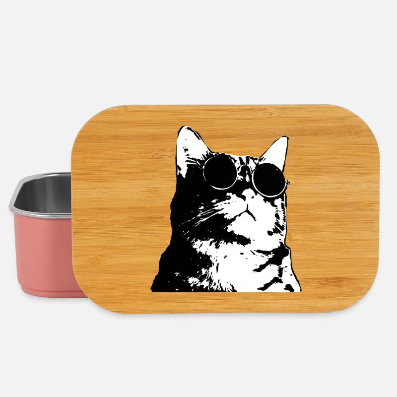 Chat avec des lunettes de soleil dans un style art de rue - Boîte à goûter - rose clair