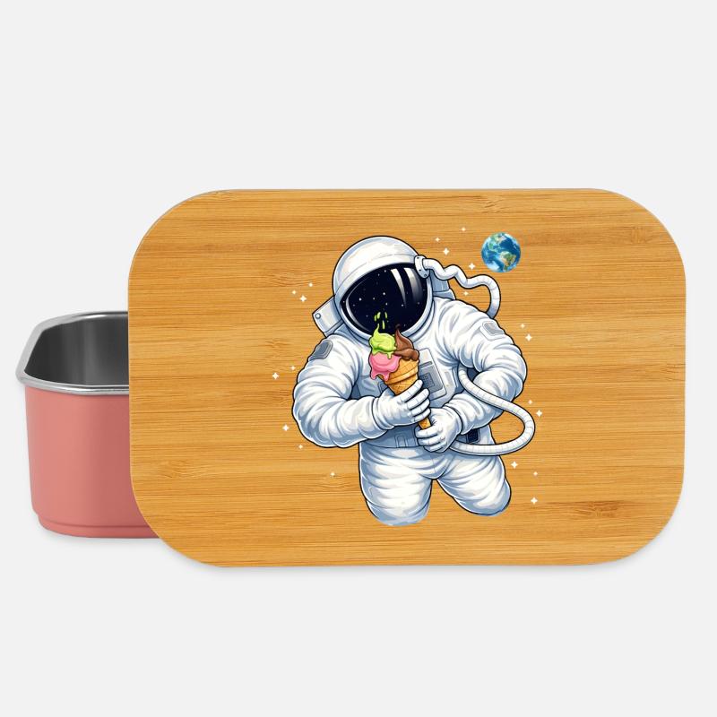 Astronaut mit Eiscreme im Weltall  - Lunch Box - Hellrosa