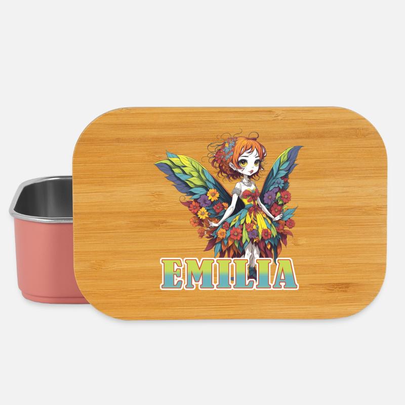Emilia - Mädchenname - Fee  - Lunch Box - Hellrosa