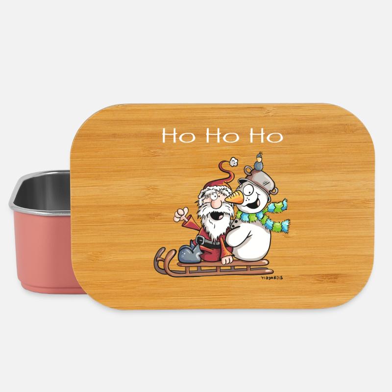Weihnachtsmann und Schneemann - Comic - Lunch Box - Hellrosa