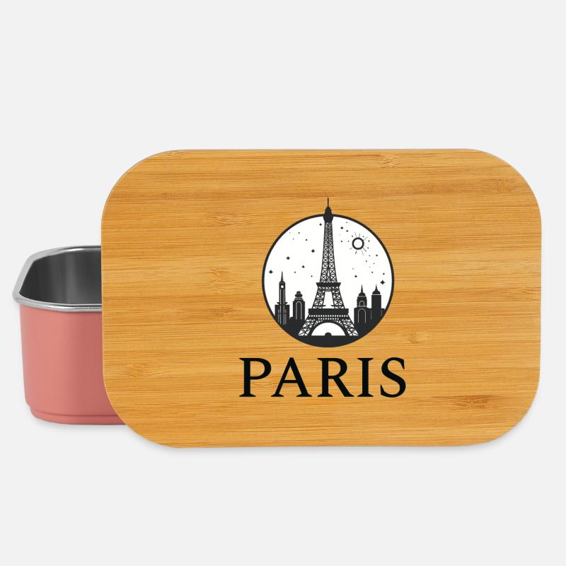 Paris Eiffelturm Silhouette im Kreis - Lunch Box - Hellrosa