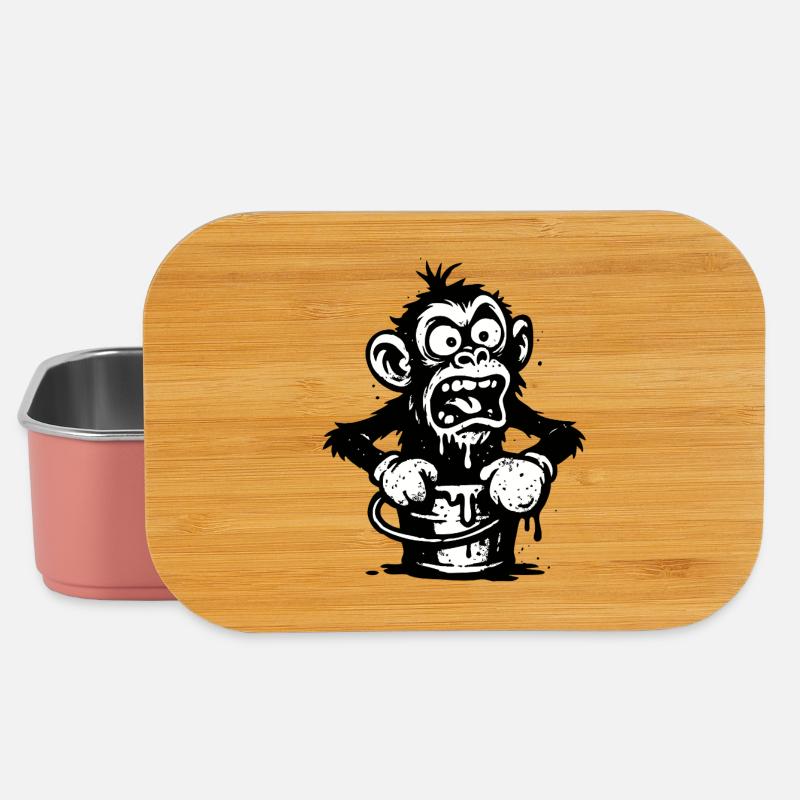 Affe im Eimer | Schockierter Affe mit Tropf-Design - Lunch Box - Hellrosa