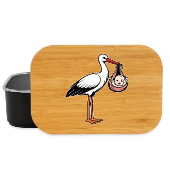 Stork with Baby Peace in Cloth Pink - Lunch Box - black - Front