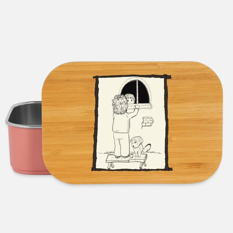 Version encre Chiens & Enfants & Balles - Boîte à goûter - rose clair